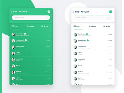 Chat list activity app chat chat list clean designer99studio friends listing message mobile ui ux