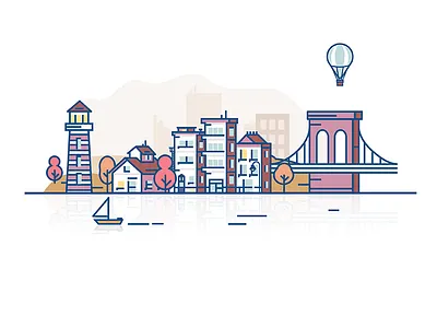 City Landscape by Miew app background city design flat illustration landscape miew mobile uiux web webdesign