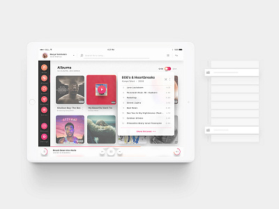 Crimson UI Kit - Vector and Organized files albums dark flat music music player player screens tablet x ui ux web