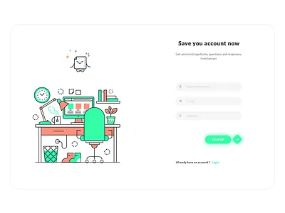 Sign Up account art computer login page save sign signin signup table