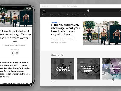 The Freeletics New Blog blog lists navigation responsive sharing web design