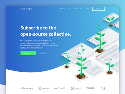 SeedAndDew Landing Page advertising illustration landing page subscription