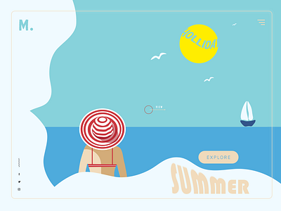 travel explore girl illustaration landing page sea summer travel turism ui ux vacation vector