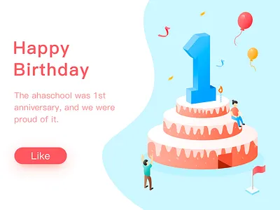 Birthday 2.5d flat illustration