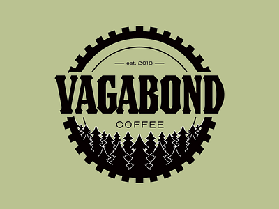 Vagabond Coffee badge black coffee industrial logo nature stamp trees