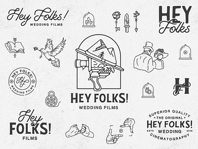 Hey Folks! badge branding design graphic identity illustration logo monogram mountains patch type typography