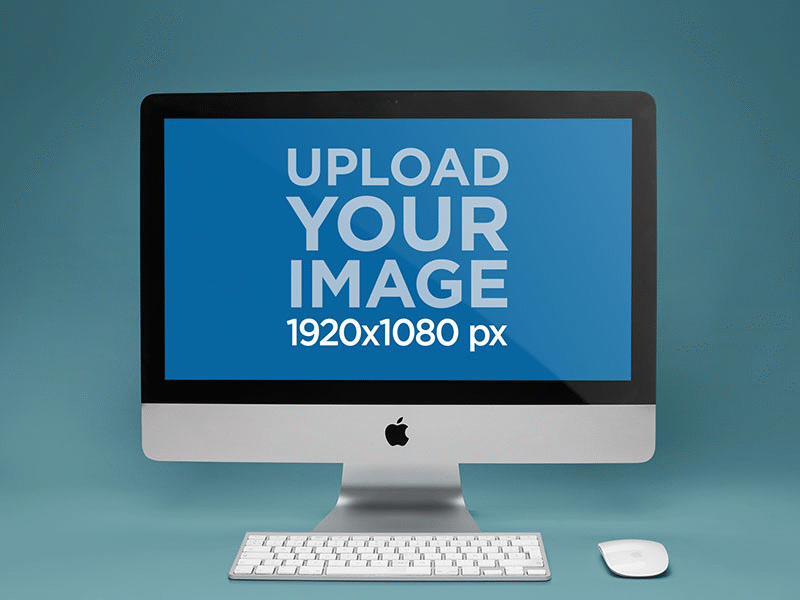 Imac Mockup Standing On A Solid Color Room apple imac digital marketing imac imac pro ios mockup mockup generator ui ux web design