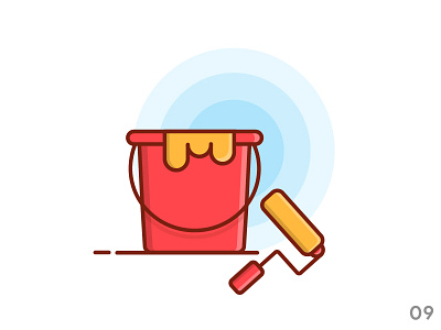 Paint Bucket (illustration series 09) brush cons flat icon icon set outline paint paint bucket ui ui illustration vector