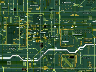 Circuit Board City (detail) circuit board city computer map tech technology