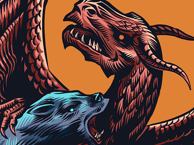 Bear vs Dragon bear cg digitalart digitalink dragon