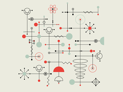 Mid-Century Modern abstract atomic age atompunk mcm science tech technology