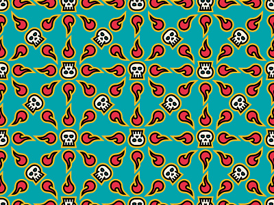 ME&MO Pattern brand flame logo pattern seamless skull