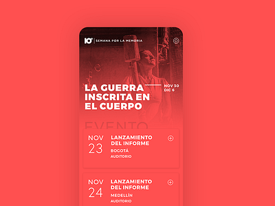 10ª Semana por la Memoria black cards clean mobile red responsive web