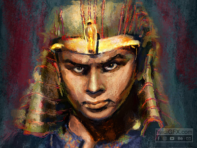 Digital Portrait - Yul Brynner as the Pharaoh digital illustration digital illustrations digital painting digital paintings digital portrait painterly