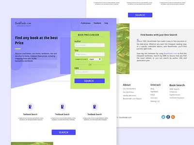 Bookfinder.com redesign. books landing page search ui design
