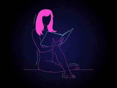 Pink neon lady body drawing female figure girl house lady line music neon vector video