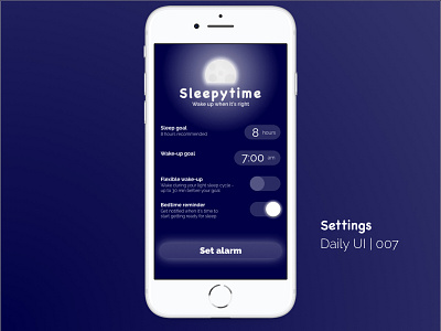 Daily UI 007 - Settings 007 alarm dailyui dailyui7 settings