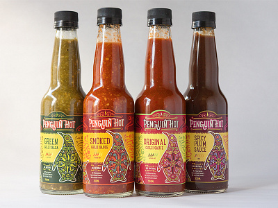 Penguin Hot branding hot sauce label