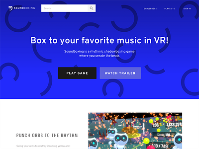 Soundboxing Home Page branding landing page music game soundboxing user research ux copywriting vr