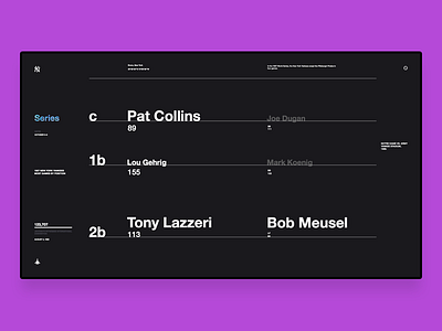 NY27 – Series 2 baseball concept grid new york swiss ui ux yankees
