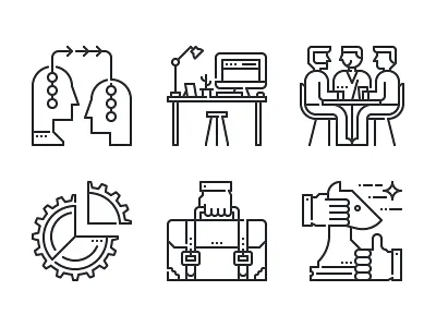 Iconustration Business business icon iconustration job learning line linear marketing meeting outline strategy workspace
