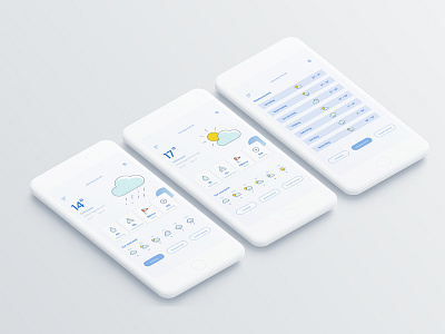 Weather App app blue branding clean design illustration minimal mobile typography ui ux web