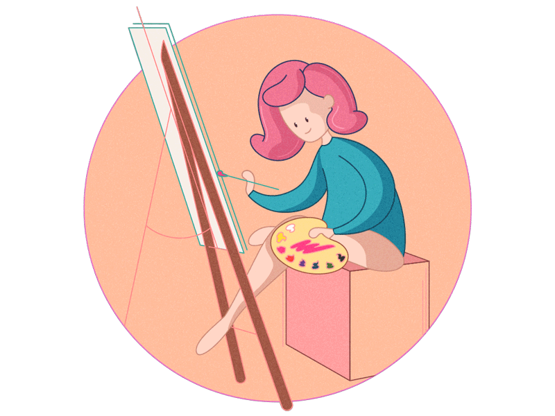 Painter easel girl paint