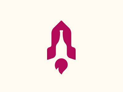 Wine + Rocket bottle clever icon design logo design negative space rocket icon rocket logo smart logos wine wine bottle wine logo