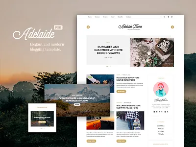 Adelaida Blogging PSD Template blog blogging download hipster personal photoshop pixelbuddha psd template website