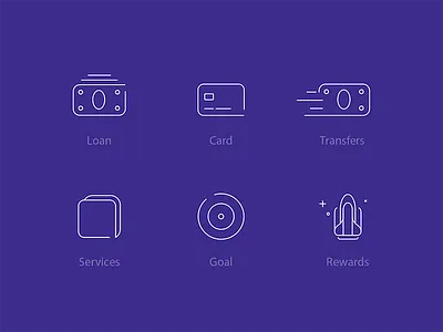 icons card design goal icon line loan rewards services symbol transfers
