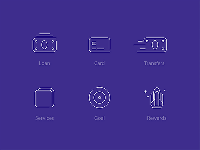 icons card design goal icon line loan rewards services symbol transfers