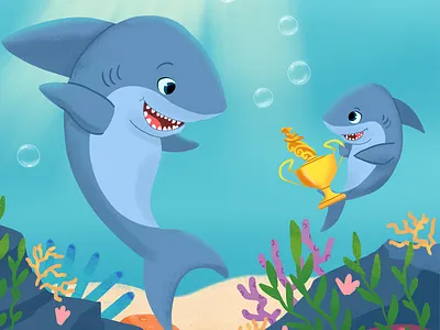 Mom Shark and Son book cartoon characters children design draw illustration kidsbook