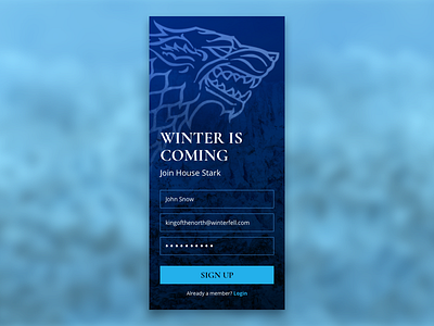 01 Sign Up blue daily ui game of thrones sign up winter