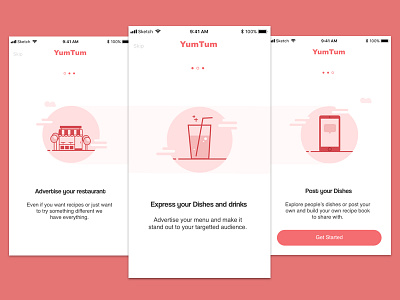 YUMTUM onboarding app graphics illustration onboarding ui ux