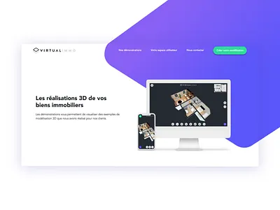 Virtual Immo 3d color header home page landing page music real estate ui ux web webdesign website