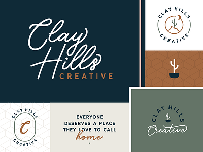 Clay Hills Creative Brand badge brand branding cactus hand lettering icon interior design lettering logo monogram patterns tagline