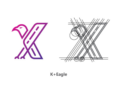 K + Eagle logo design logo