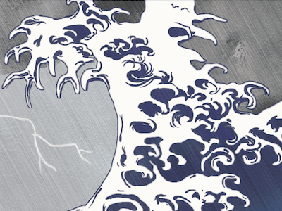 Wild wave digital painting illustration japanese photoshop sea storm wave