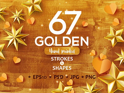 Gold! brush collection gold golden hand drawn print set stroke texture web