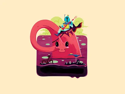 Tiny Moon Lake andrew kolb boba fett bounty hunter diorama holiday special illustration kolbisneat star wars