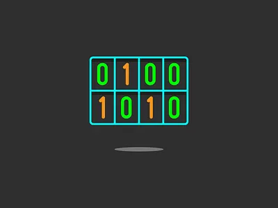 Bits data icon illustration infographic line art logo science shadow ui