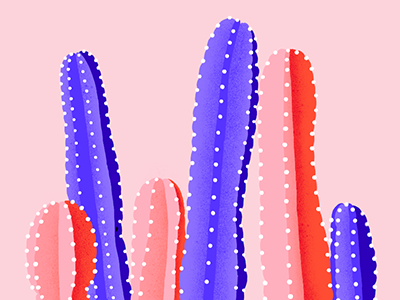 Cactus color block illustration palm leaf palm tree plants procreate