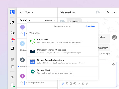 Adding Apps to Messenger apps conversation inbox popover