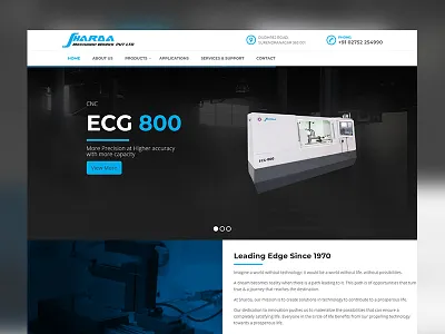 shardamachines.com blue clean cnc design engineering grinder industrial machine tools ui ux website