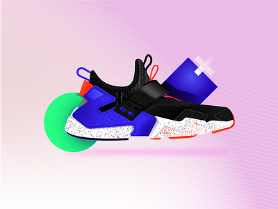 Nike Huarache fashion gradient huarache illustrator nike retro shapes shoe sneaker sport tennis texture