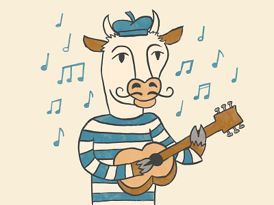 Cow #1 cow drawing france french guitar illustration ink music