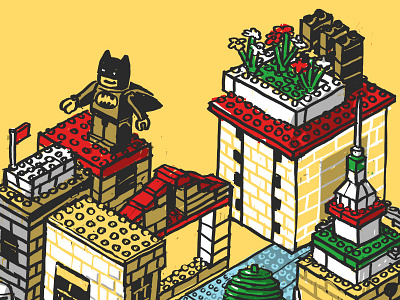 Lego mural sketch crop 1 batman digital drawing illustration isometric lego mural office redtail sketch wall
