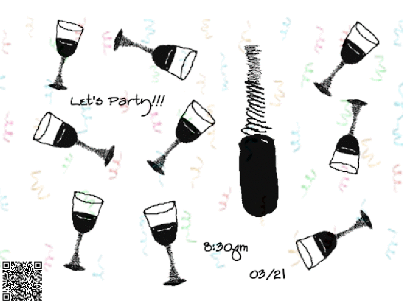 Let's Party invite personal qrcode rotoscope