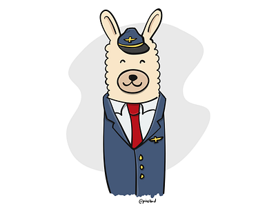 Llama Pilot airplanes animals cute flight flying kawaii llama pilot