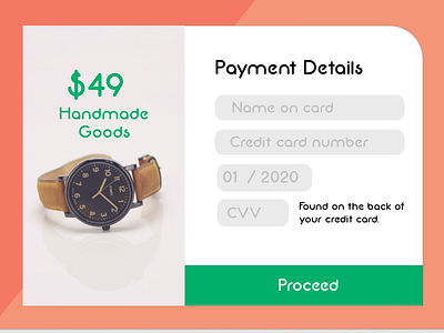 Credit card checkout Daily ui #2 check out credit card daily ui minimal payment